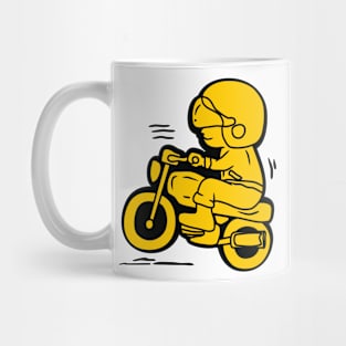 motorcyclist in black and yellow color Mug